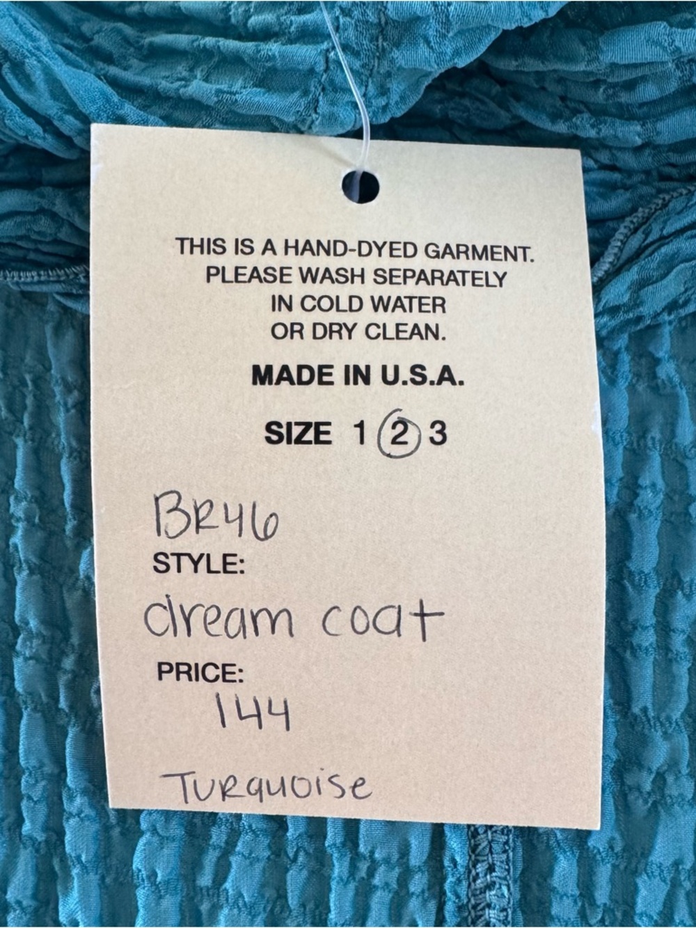 URU Dream Coat 100% Silk Crinkle Duster Cardigan Turquoise Size 2 NWT - Picture 11 of 12